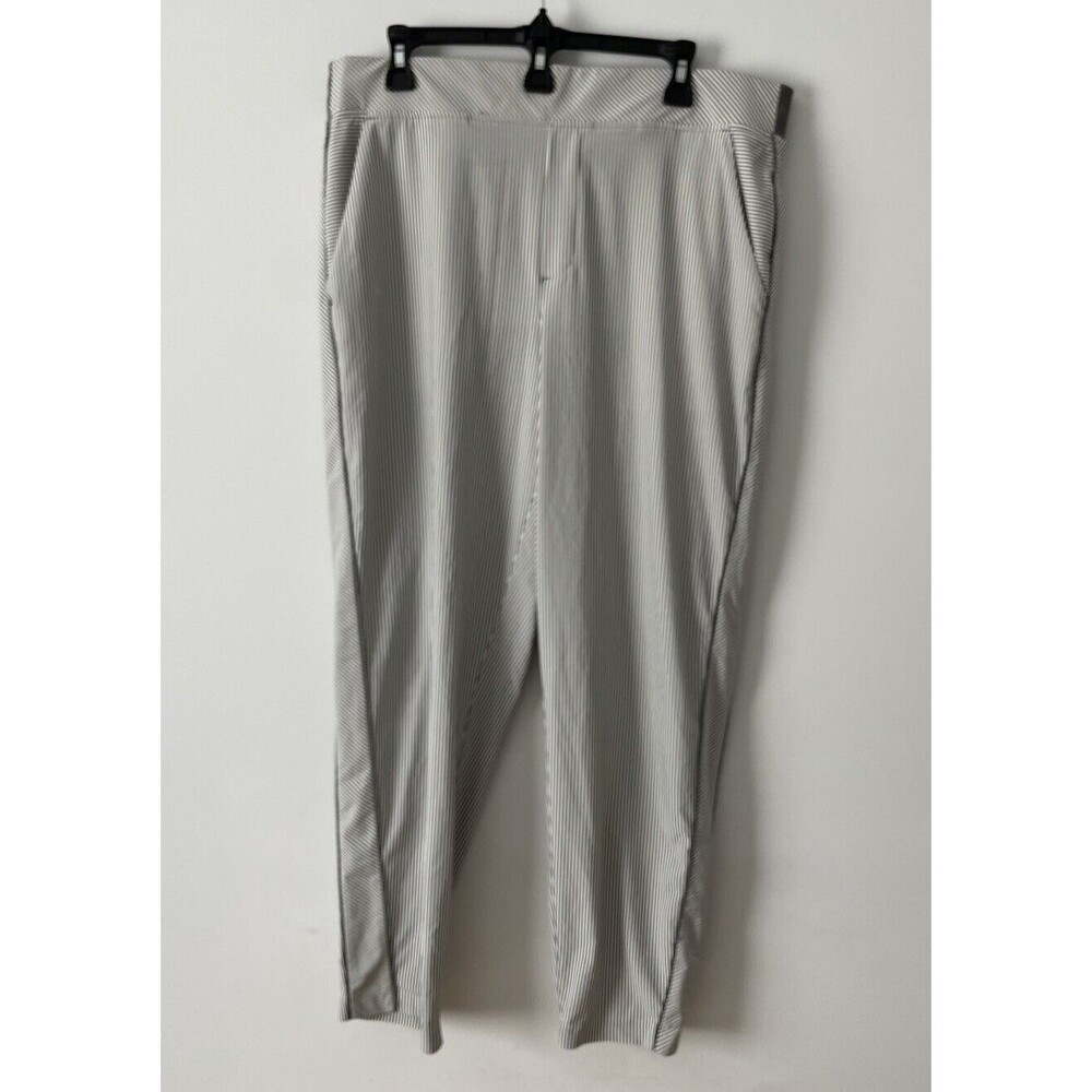 Athleta Brooklyn Textured Ankle Pant Women's 16 Gray Striped Crop Pull On